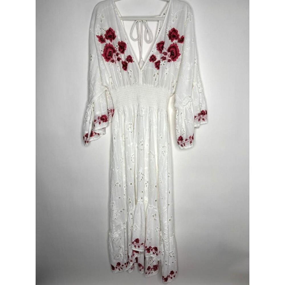 Anthropologie MISA Los Angeles Shadi Dress Medium Eyelet Embroidered Roses New - Picture 2 of 16